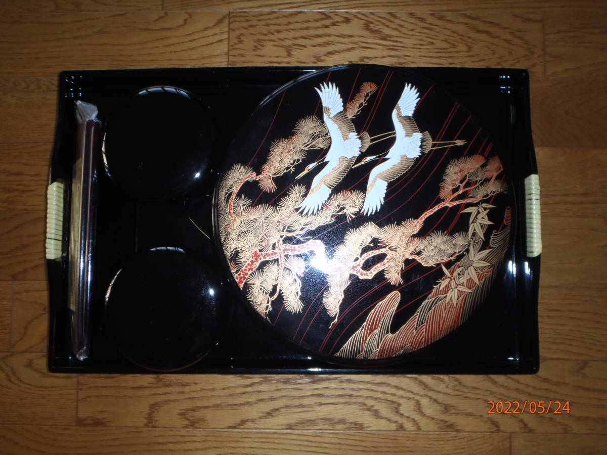 漆器 椀2組 はし10膳 盆 盛膳6仕切り 仕出し容器 オードブル容器拍卖