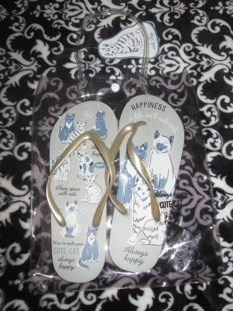 〇。゜〇新品♪K-バッグつき ネコ柄サンダル 24cm 〇゜。〇拍卖