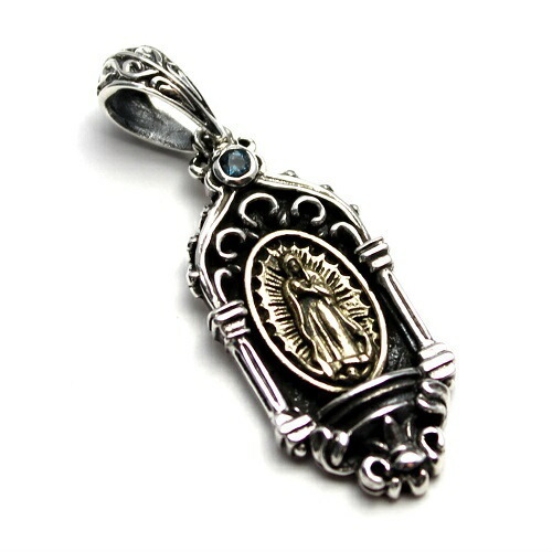 メキシコ マリア ペンダント (ペンダントトップ) グアダルーペの聖母 ブルートパーズ ロンドンブルートパーズ goodvibrations拍卖