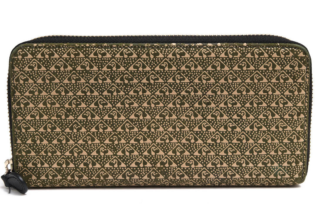 INDEN-YA 印傳屋 印伝 長財布 2317 束入F 鹿革 ディアスキン 鱗鶴模様 漆塗り 小銭入れあり ラウンドジップ ラウンドファスナー拍卖