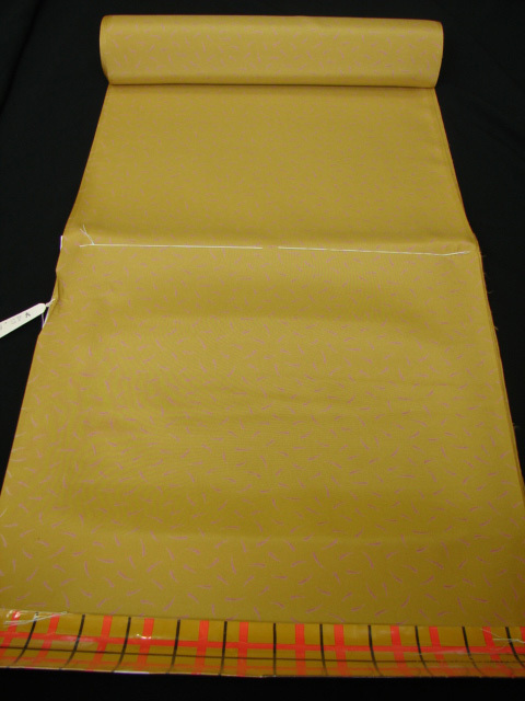 時代屋 裄71cm 仕立可能 新品 精華地 長襦袢 反物 13.5m 広幅 金茶色 めだか柄 正絹 未使用 Gm566拍卖