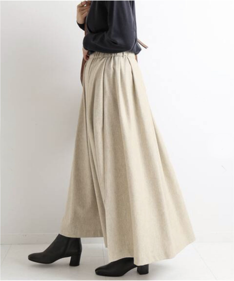 イエナ IENA Sustina Tweed ロングスカート ナチュラル メランジカラー ツイード マキシ丈 スカート ランダムタック 未使用拍卖