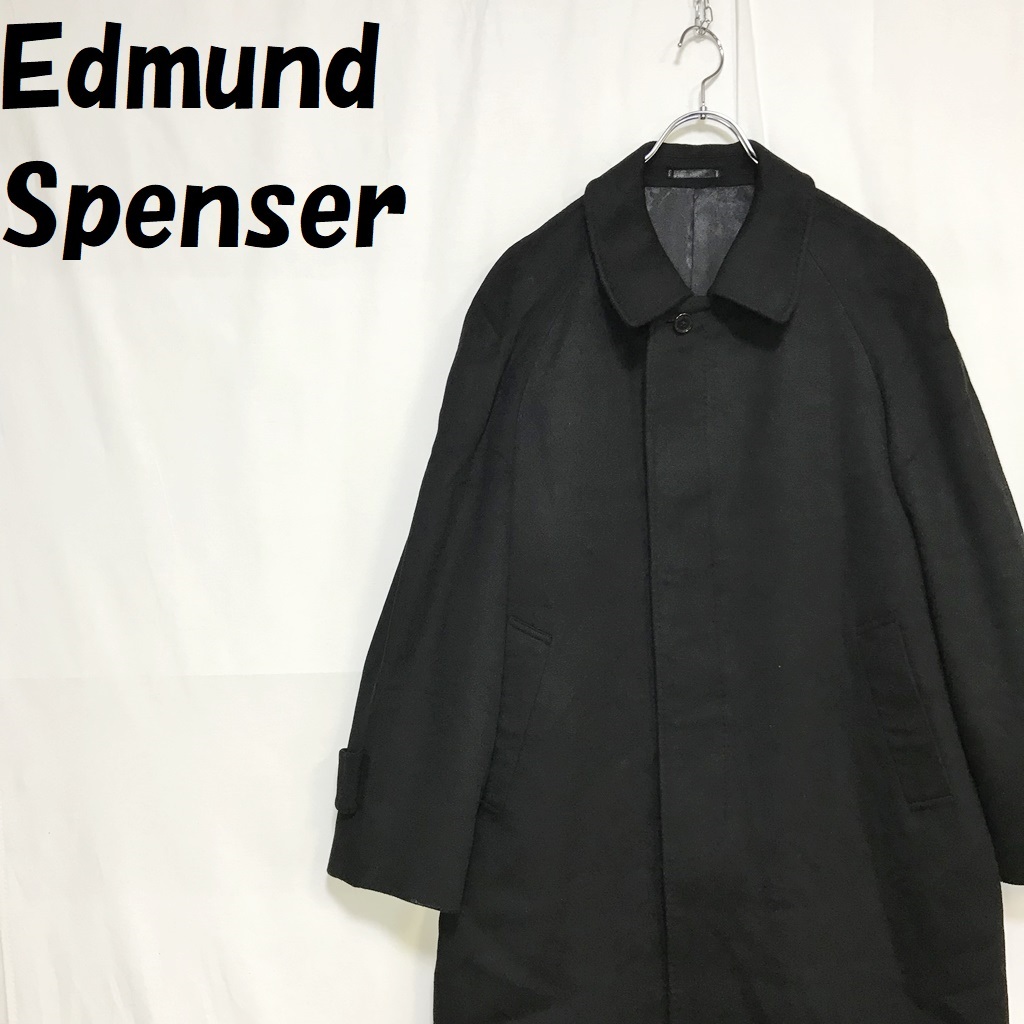 【人気】Edmund Spenser コート ロングコート カシミヤ100% カシミヤコート ブラック サイズM/S4055拍卖
