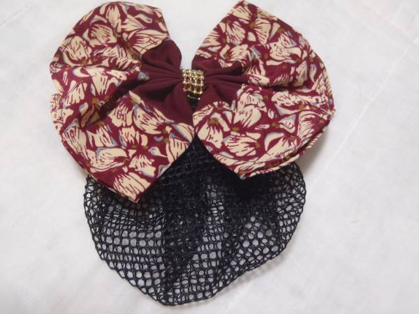 バレッタ 網付 リボン ワイン色 拍卖