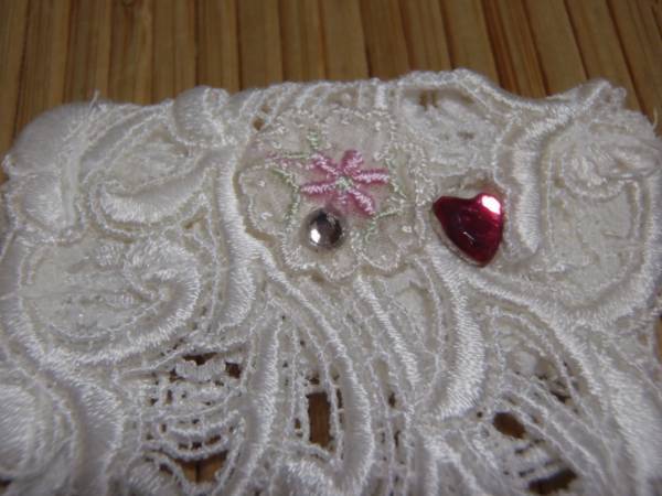 ●1枚売り ハンドメイド 扇子ケース 袋 ビーズ付レース拍卖