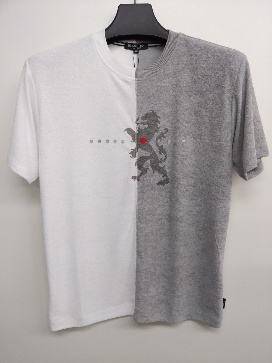 Tシャツ 50%OFF BIANERO パイル生地切替(48)L 新品拍卖