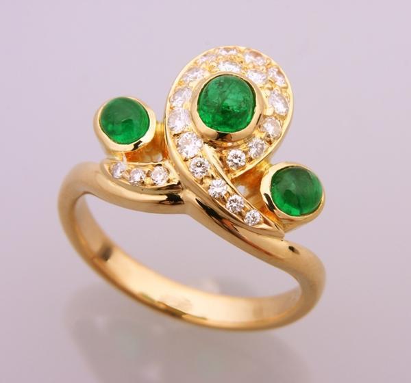 ★☆見て!K18金◆気品溢れるエメラルドリング◆ダイヤも11号!MJ-26拍卖