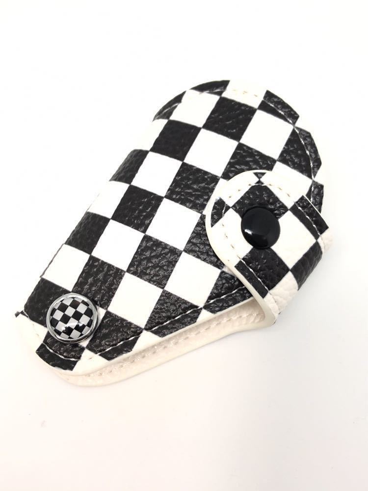 C キー カバー ケース MINI チェッカーフラッグ ミニ キーレス 鍵 Key クーパー S JCW ワン R61 ペースマン R60 クロスオーバー 白黒拍卖