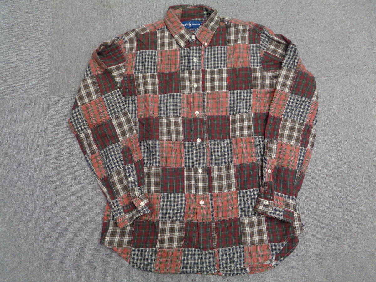 Ralph Laurenの定番であるパッチワークのシャツ CLASSIC FIT PATCHWORK SHIRT SIZE M BROWN拍卖