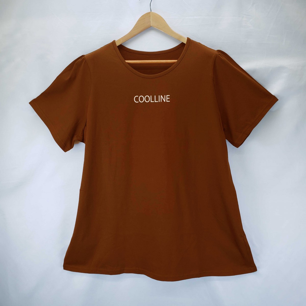 ap2955 △ 新品 ▲ Tシャツ 5L ブラウン 茶色 モカ 夏 ロゴ パフスリーブ 綿100% Aライン シンプル カジュアル 通気性 吸湿 涼しい拍卖