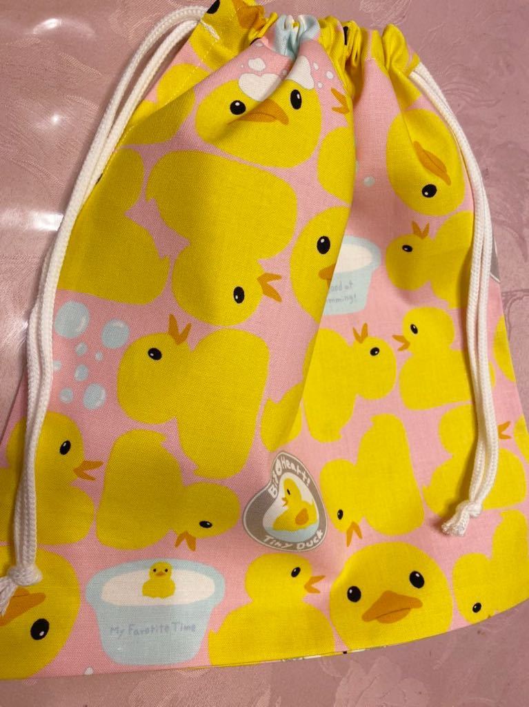 大14 巾着袋 小物入れ 体操服入れ ハンドメイド ヒヨコ柄拍卖