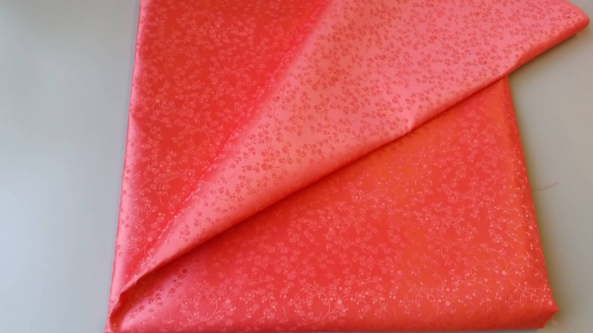 韓国布(チマチョゴリ)ハギレ タン 樺(かば)色 新柄小花 まとめて決済可拍卖