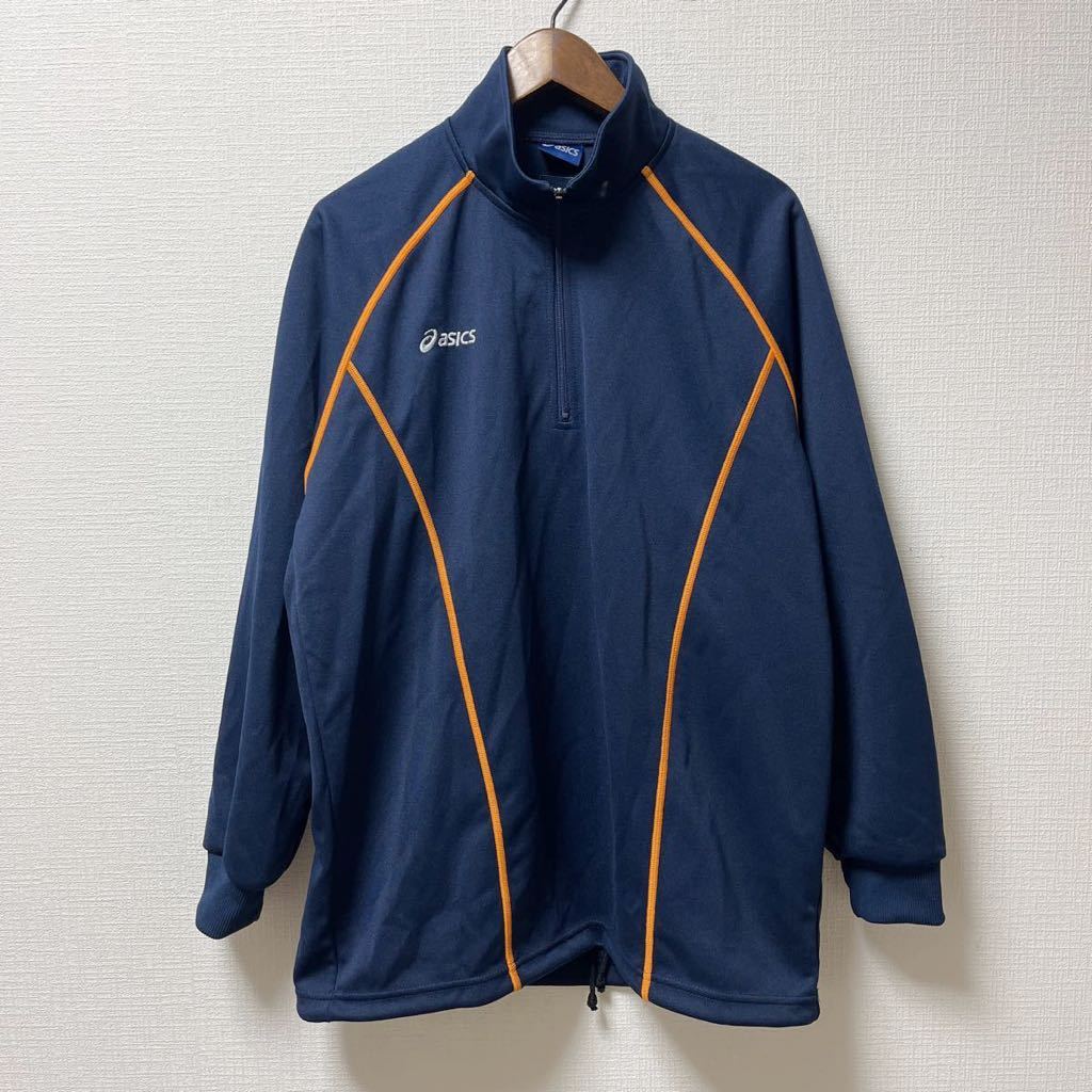 asics アシックス ハーフジップ ジャージ Sサイズ ネイビー ポリエステル拍卖