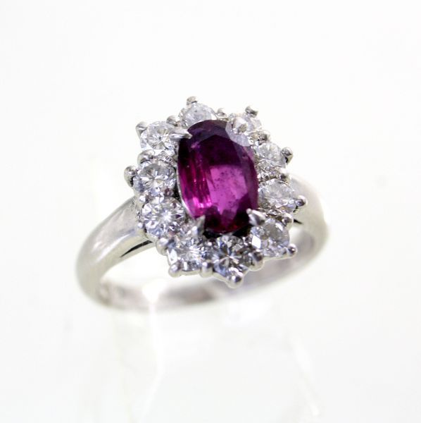 ◎中古美品◎プラチナ ルビー 1.06ct ダイヤ 0.88ct リング 10号拍卖