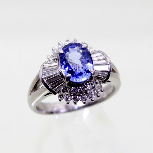 ◎中古美品◎プラチナ サファイア 1.68ct ダイヤ 0.63ct リング 10.5号拍卖