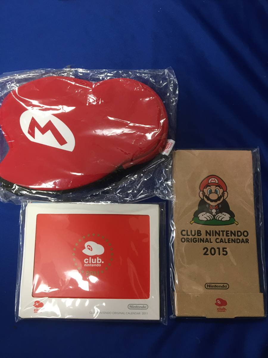 クラブニンテンドー マリオ帽子型ポーチ&キャラクターカレンダー等非売品特典3点セット/マリオ、任天堂拍卖