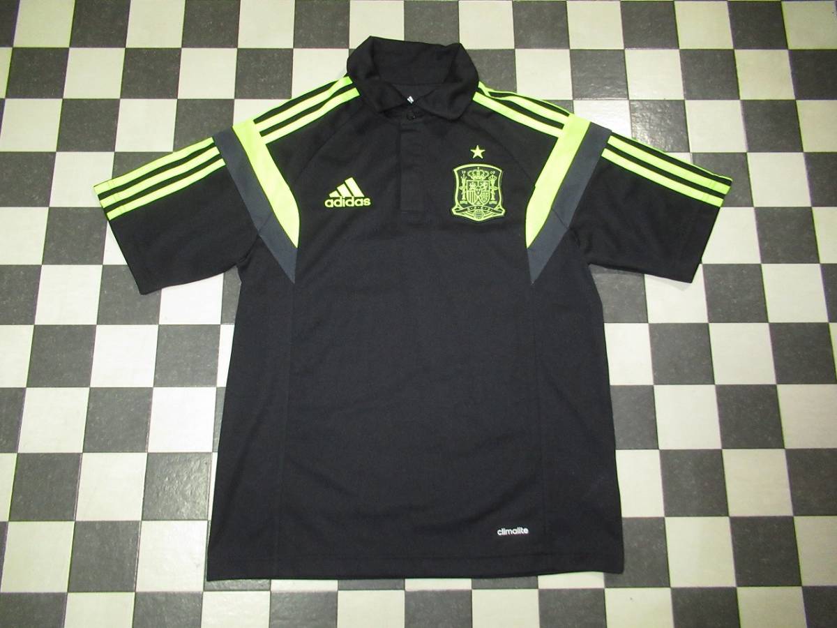 ★アディダス★良品 S 黒 スペイン代表 半袖ポロシャツ ブラック/エレクトリシティ/ダークシェール拍卖
