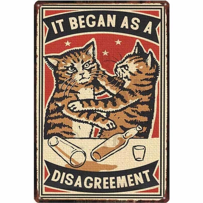 A3295 メタル サイン 金属 ブリキ 看板 プレート アート パネル 店 動物 ペット 茶トラ 猫 イラスト 絵 ビール 酒 【7099拍卖