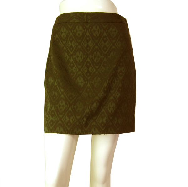 H新品同様/バナナリパブリック モダン柄スカート 表記4号(9号Mサイズ相当) モスグリーン 春秋向け フロッキー加工 ボトムス レディース拍卖