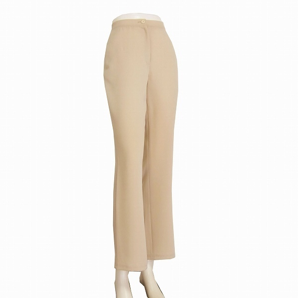A美品/伊太利屋/ベージュ/煌びやかビジュー/ロゴ釦/美脚パンツ/9号(38号*M相当)春秋/レディース拍卖