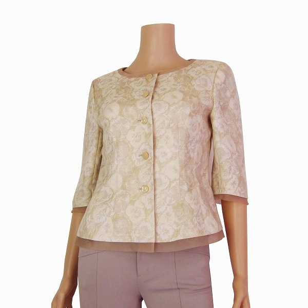 A美品*レリアン*ベージュ*シルク混*七分袖*美形ジャケット9拍卖