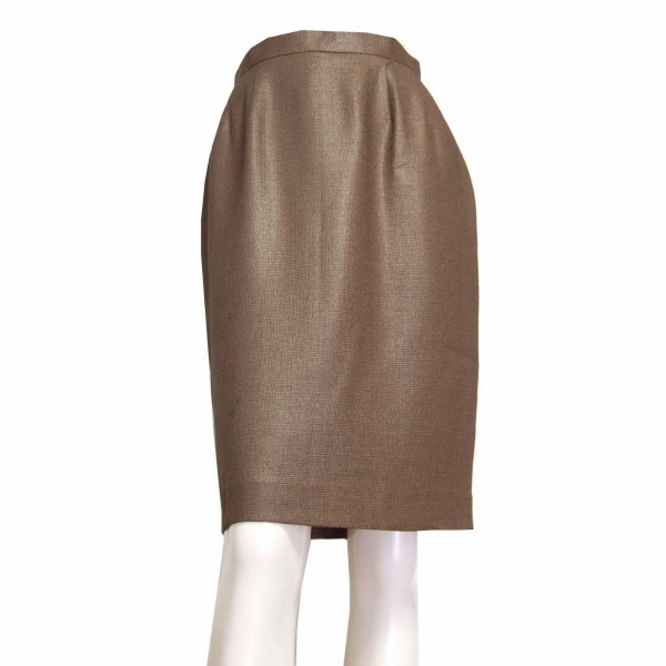 M美品/ハナエモリ HANAE MORI 美形スカート 表記11号(40号/L相当) 茶/ブラウン 軽やかな薄手素材 艶感 通勤 春夏向け ボトムス レディース拍卖