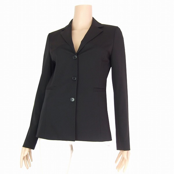 M新品同様/INDIVI インディヴィ 美形テーラードジャケット 38号(9号/М相当) 黒/ブラック 軽柔ウール100% シンプル 春秋向け レディース拍卖