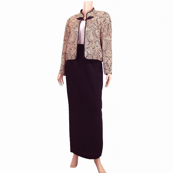 M新品同様/ジャンドールパレ Jean Dore Palais フォーマルスーツ 大きいサイズ 上表記13号 下9号相当 ベージュ 黒 結婚式 春秋 レディース拍卖