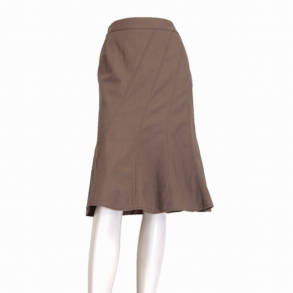 M美品/ロートレアモン LAUTRE AMONT デニムスカート 表記2号(9号/M相当) 茶/ブラウン コットン100%素材 春秋冬向け ボトムス レディース拍卖