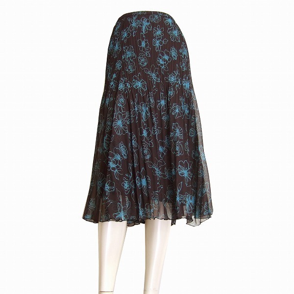M新品同様/ブルーノピアッテリ BRUNO PIRTTELLI 花柄シフォンスカート 大きいサイズ15号(44号相当) 黒×青 春夏向け ボトムス レディース拍卖