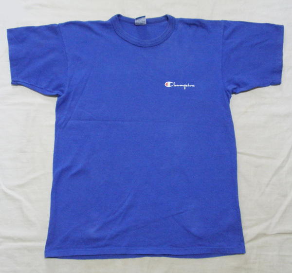 L【80's 90's/チャンピオン・Tシャツ】青タグ ヴィンテージ 米国製 アメリカ製 Champion ロゴT コットン ヘビーウェイト 古着拍卖