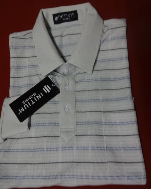 新品 INITIUM HOMME  長袖 ポロ M ベージュ  シャツカラー仕様 /PAPAポロ レターパックライト拍卖