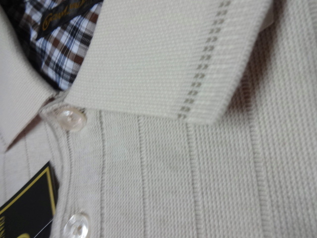 新品 GIANNI VALENTINO ポロシャツ  L ベージュ 綿混 パンツアウト仕様 /検papaポロ拍卖