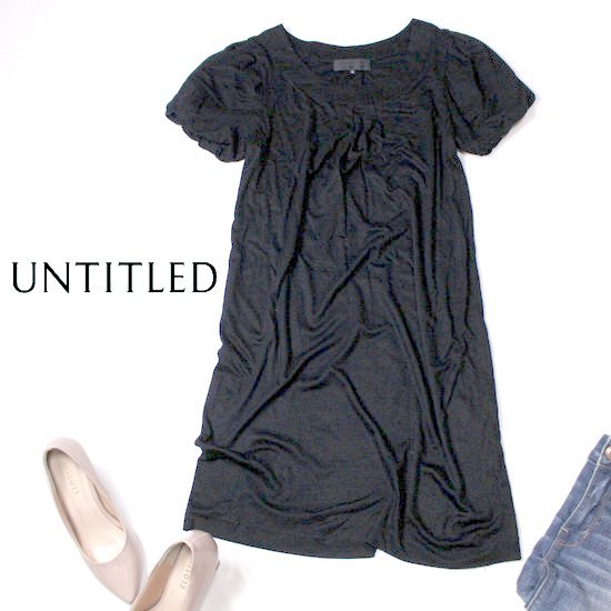 ☆☆ 美品 UNTITLED アンタイトル ☆☆ 大人可愛い レーヨンストレッチ ワンピース 2号 春 夏 22D05拍卖