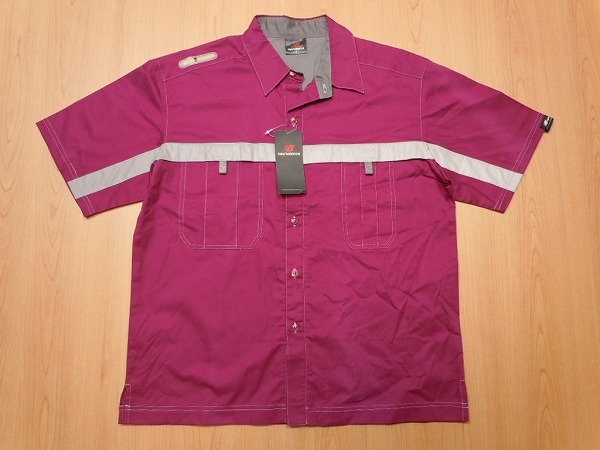 未使用品 定価3900円★ニューバランス バーガンディ 半袖シャツ L★綿100★b拍卖
