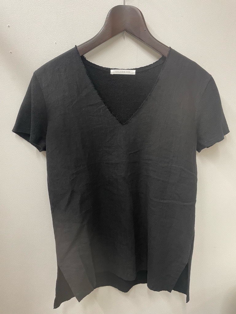 GALERIE VIE(ギャルリー・ヴィー/トゥモローランド)麻100%/Vネック/切替/ニット☆サイズS拍卖
