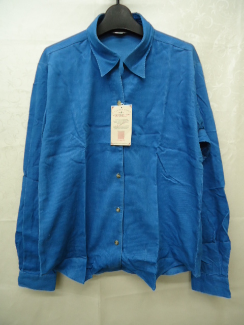 【KCM】har-364★ワケあり未使用品★【MORE THAN YOU】レディース 長袖 コーデュロイシャツ 綿100% ブルー系 サイズ L拍卖