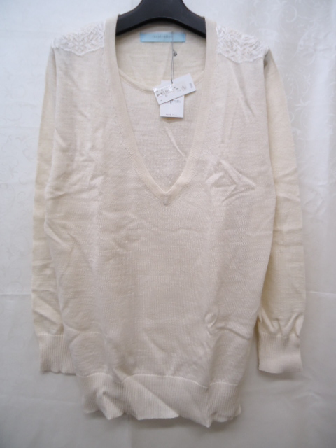 【KCM】wdn-37■タグなし未使用■マタニティウェア 授乳服 レース ニット カットソー サイズM ベージュ レディース拍卖