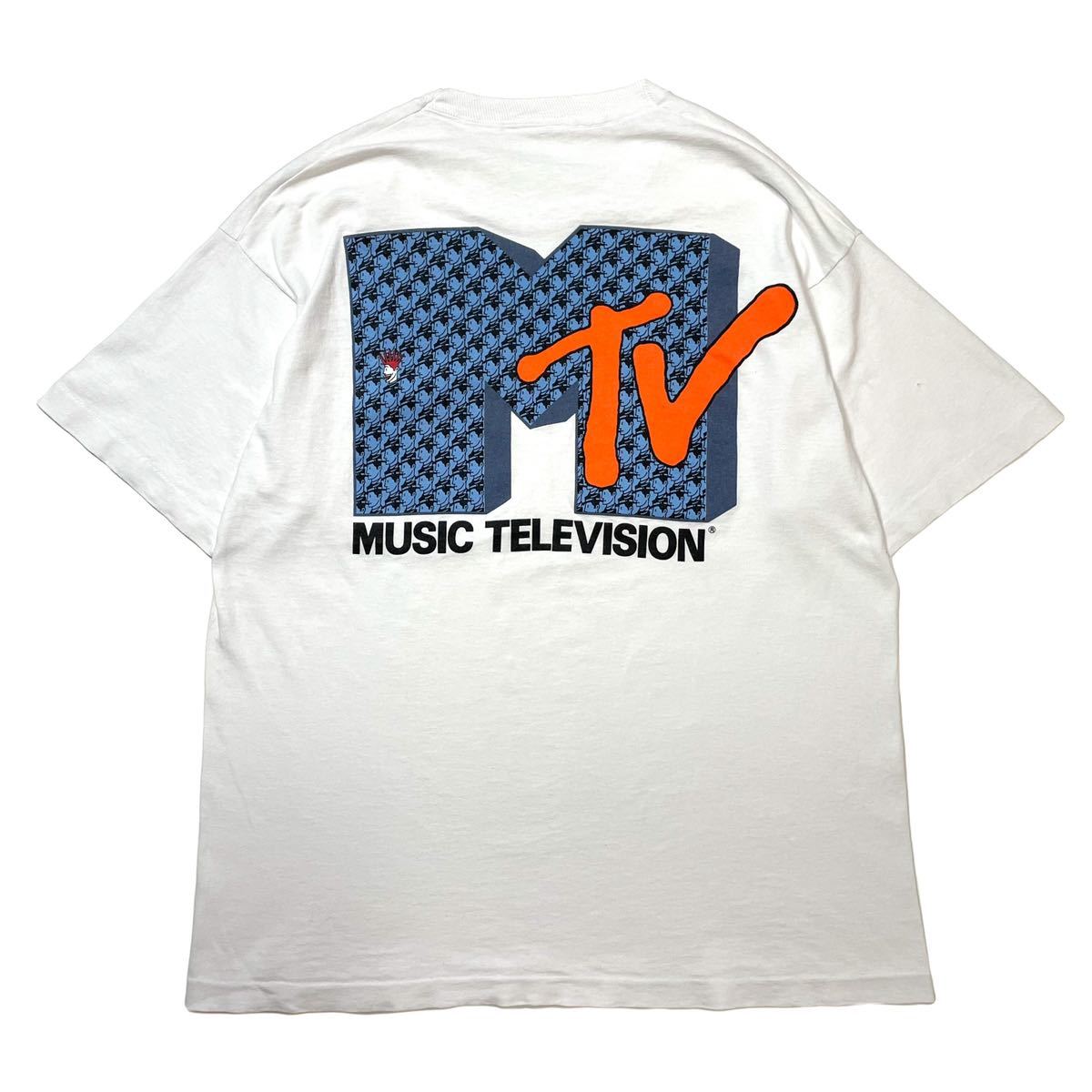 90s USA製 MUSIC TEVEVISION MTV ミュージックテレビジョン Tシャツ プリント ロゴ 企業 アート ウォーリーを探せ ヴィンテージ ビンテージ拍卖