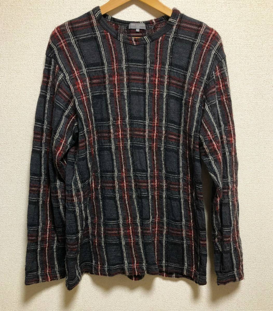 美品 初期 コムデギャルソン 03AW 製品洗い加工 タータンチェック ニット サイズS AD2003 HL-T013 COMME des GARCONS HOMME Tシャツ拍卖