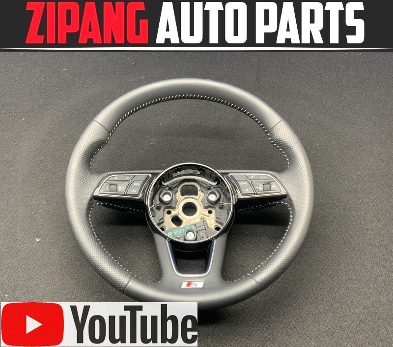 AU101 8W A4 2.0TFSI スポーツ Sライン 本革 ステアリング ハンドル スイッチ/パドル付 ◆黒革/ブラック 【動画有り】○ ★即決★拍卖