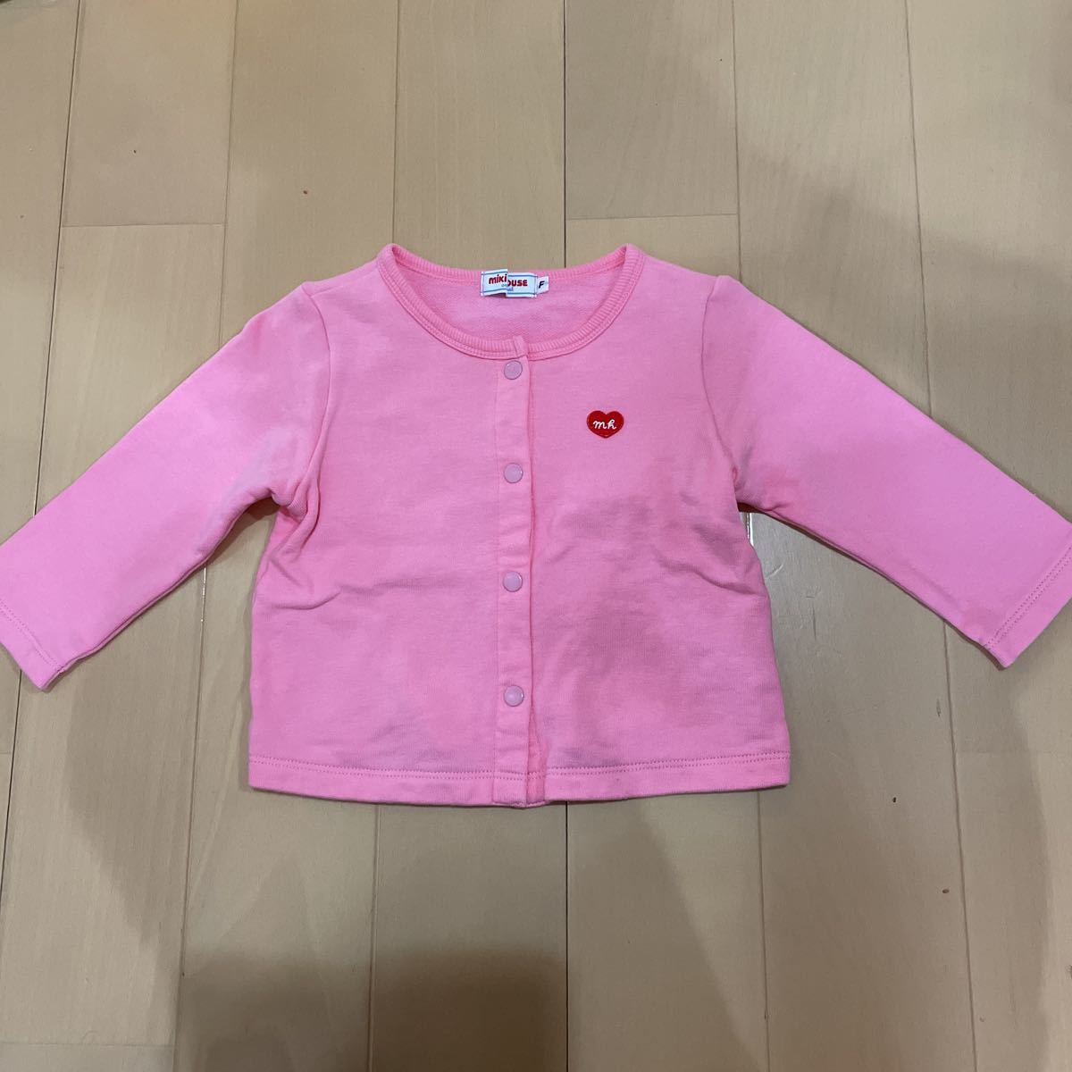 送料込み ミキハウス mikihouse カーディガン ピンク サイズF(70-80) トレーナー生地 送料無料拍卖