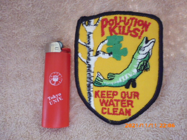 70年代 米国 環境問題 ビンテージ・ワッペン 魚拍卖