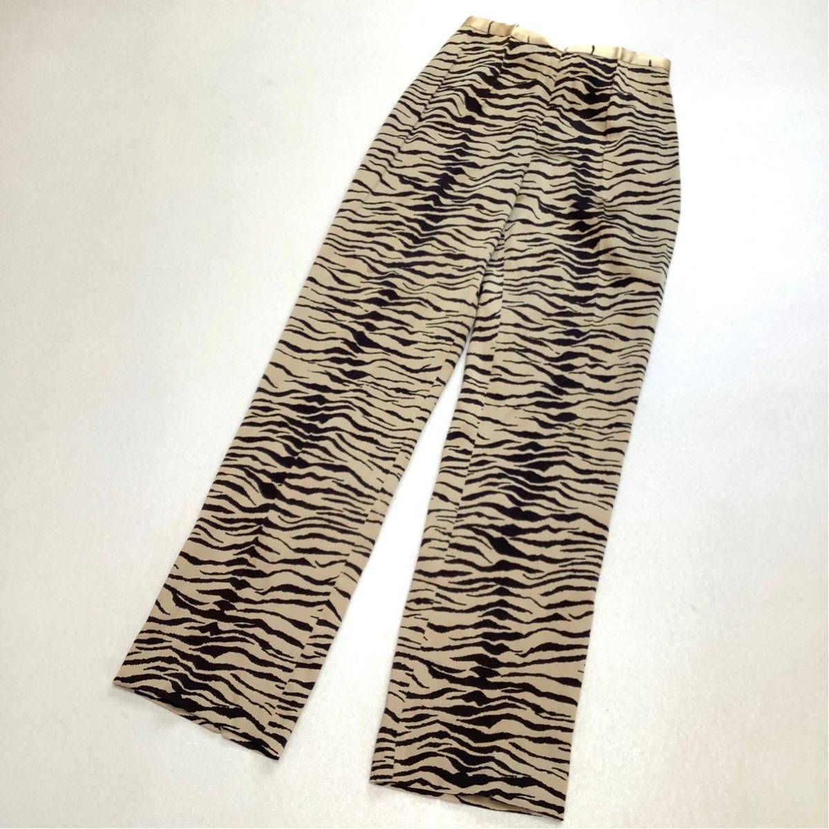 イタリア製 Les Copains レコパン ゼブラ柄 イージーパンツ スラックス レディース 38 Mサイズ ブラウン拍卖