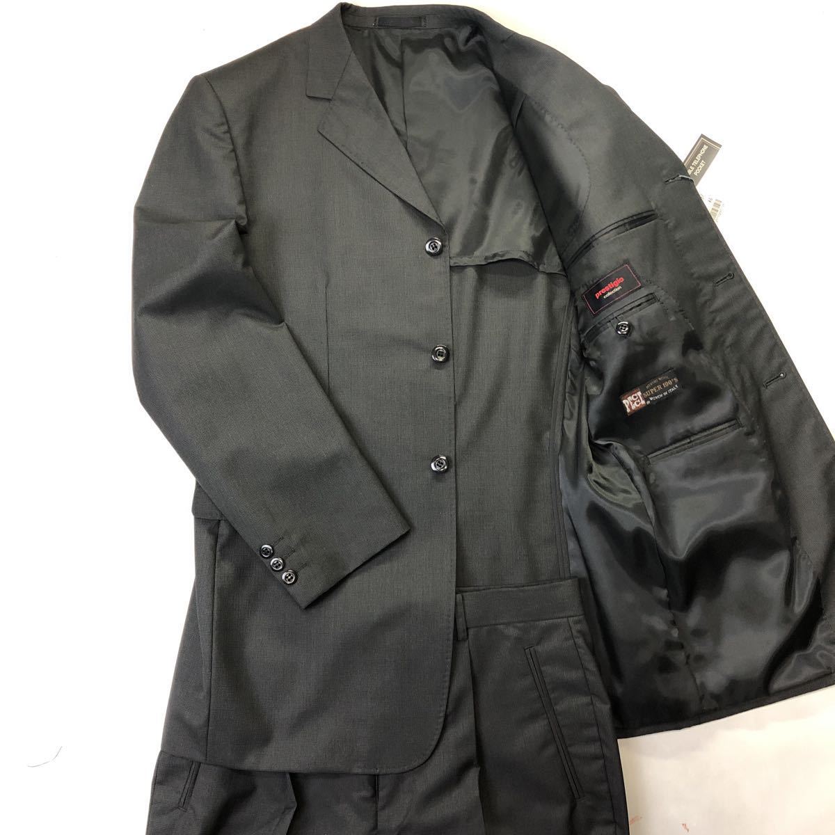 【SUPER 100’s★サイズA6 L】新品タグ付き 3つボタンシングルスーツ ビジネススーツ センターベンツ 1タック 軽量スーツ 格安拍卖