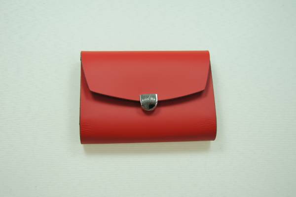 【新品】レザー製カードケース★ 鮮やか! レッド拍卖