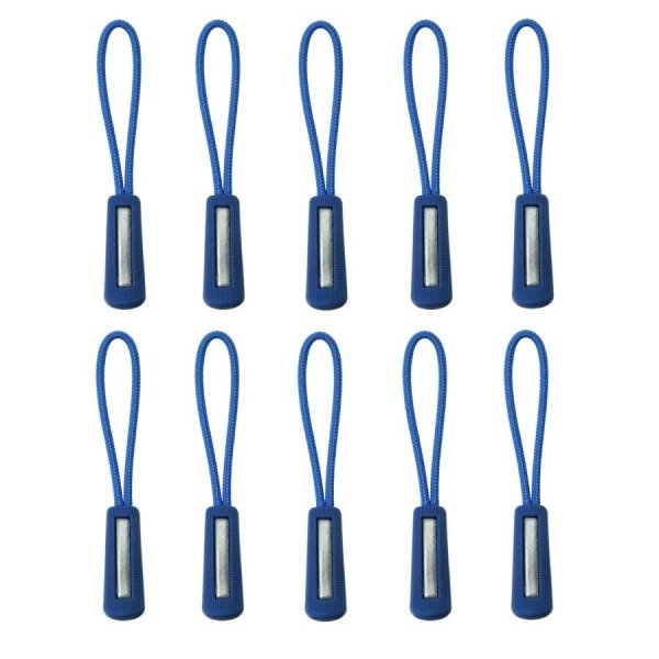 ジッパープル 反射材付き ジッパータブ ファスナー チャック 取り付け簡単 つかみやすい ノンスリップ プルコード 10本セット(ブルー)拍卖