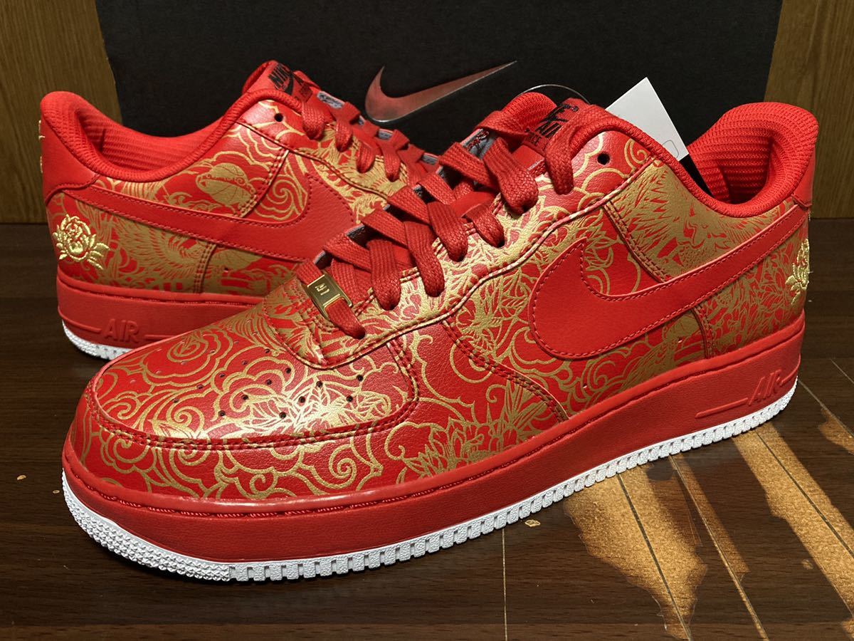 16年製 NIKE AIR FORCE 1 LOW PREMIUM ID CHINESE NEW YEAR ナイキ エアフォース AF1 SWOOSH【919729-992】RED LEATHER 赤×金 US12拍卖