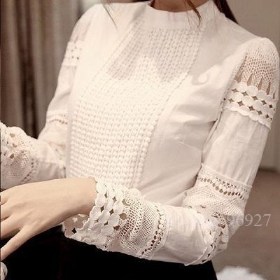 I055★レディース シャツ 長袖 ブラウス 透かし彫り 白シャツ フォーマル カジュアル ホワイト 細身 無地 ホワイト拍卖