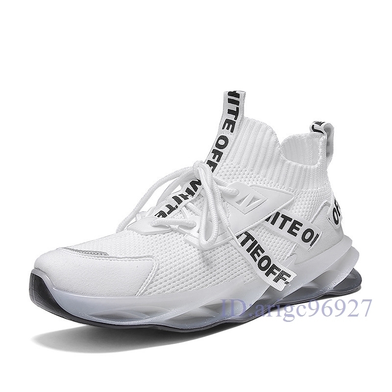 F887★スポーツシューズ メッシュシューズ ニットシューズ スニーカーウォーキング ランニング ローファー 運動靴 ホワイト 25.5cm拍卖